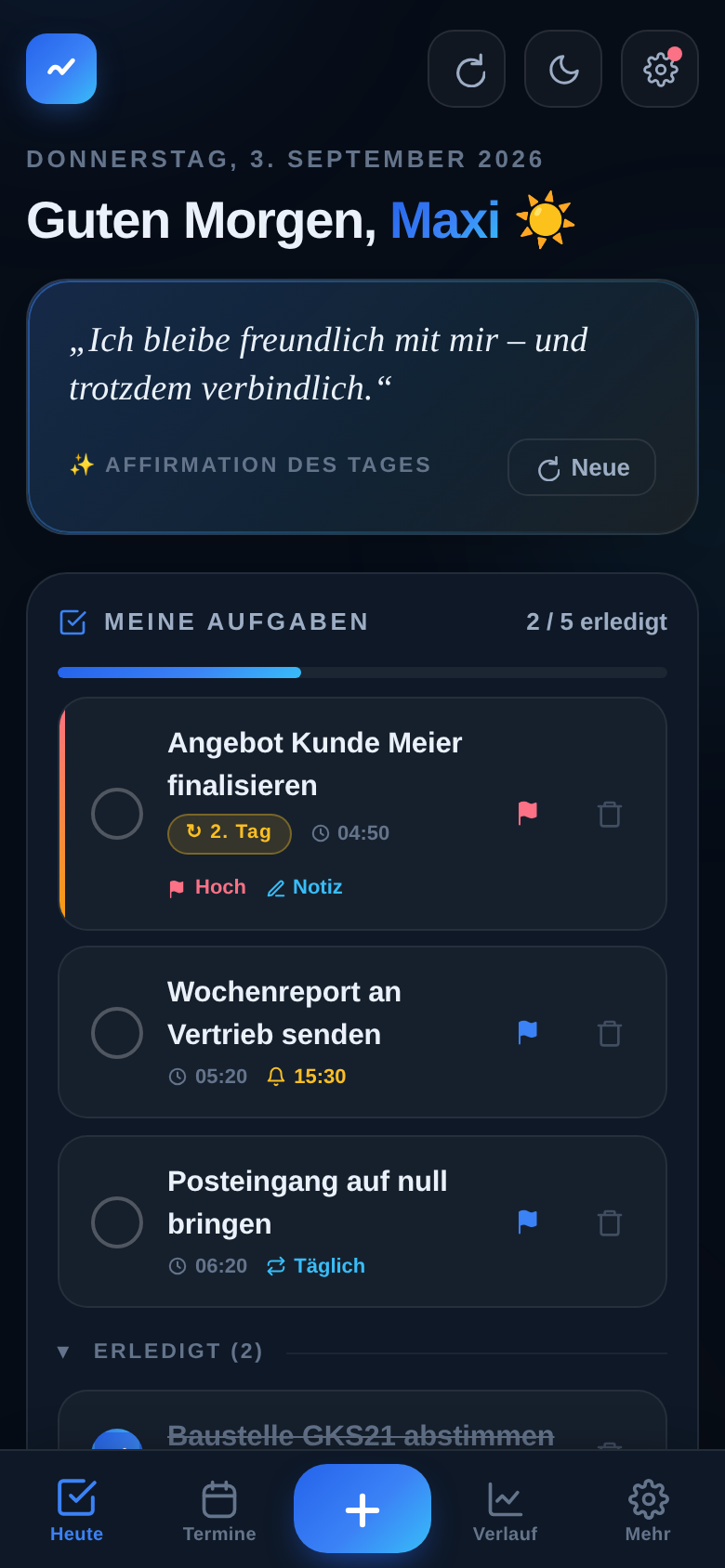 Aufgaben für heute